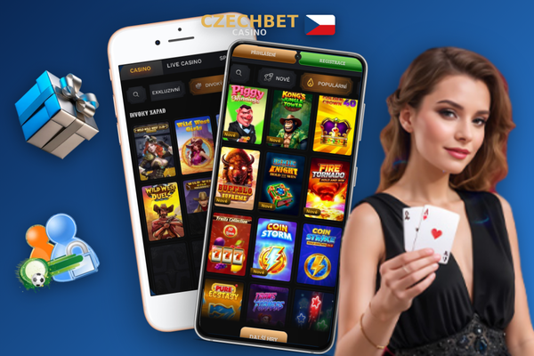 Sekce pokladny v mobilní aplikaci Czechbet Casino s okamžitými vklady a výběry bez poplatků
